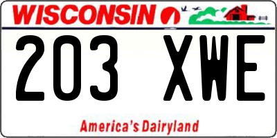 WI license plate 203XWE