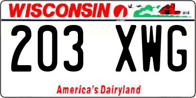 WI license plate 203XWG