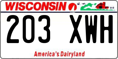 WI license plate 203XWH