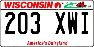 WI license plate 203XWI