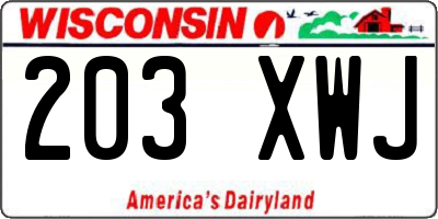 WI license plate 203XWJ