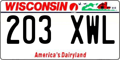 WI license plate 203XWL