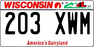 WI license plate 203XWM