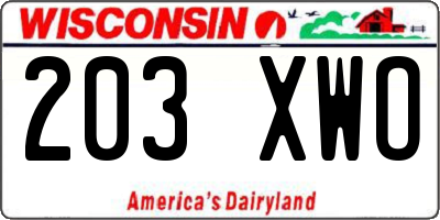 WI license plate 203XWO