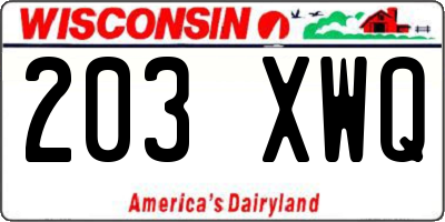 WI license plate 203XWQ
