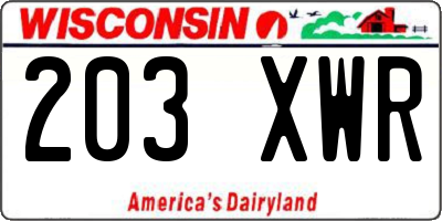 WI license plate 203XWR