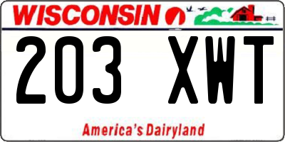 WI license plate 203XWT