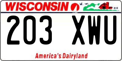 WI license plate 203XWU