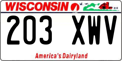 WI license plate 203XWV