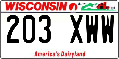 WI license plate 203XWW