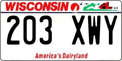 WI license plate 203XWY