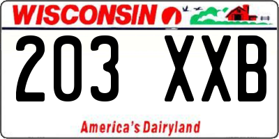 WI license plate 203XXB