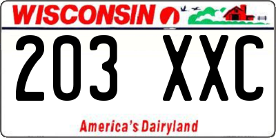 WI license plate 203XXC