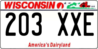 WI license plate 203XXE
