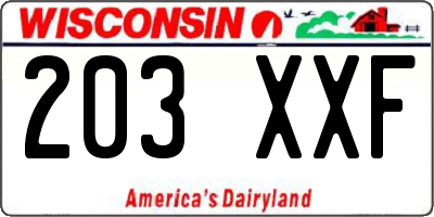 WI license plate 203XXF