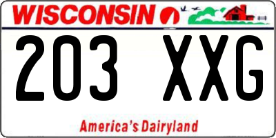WI license plate 203XXG