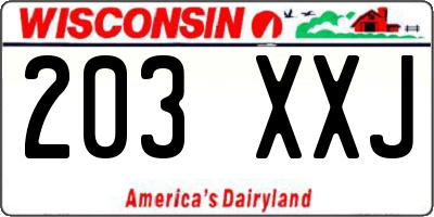 WI license plate 203XXJ