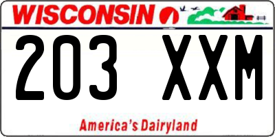 WI license plate 203XXM