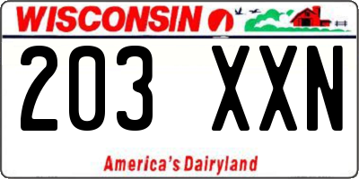 WI license plate 203XXN