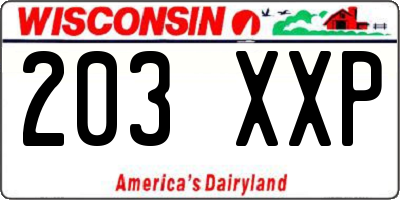 WI license plate 203XXP