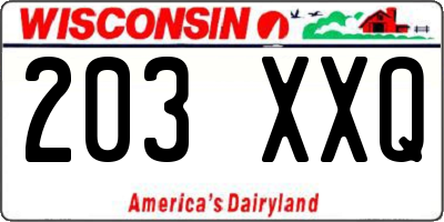 WI license plate 203XXQ