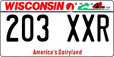 WI license plate 203XXR
