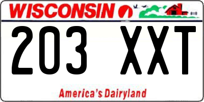 WI license plate 203XXT