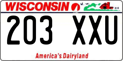 WI license plate 203XXU