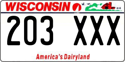 WI license plate 203XXX