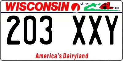 WI license plate 203XXY