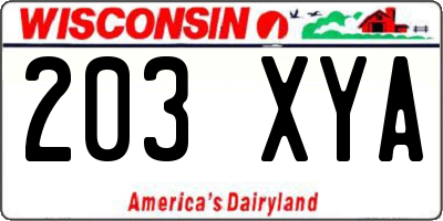 WI license plate 203XYA