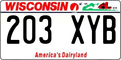 WI license plate 203XYB