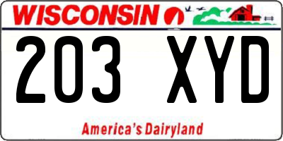 WI license plate 203XYD