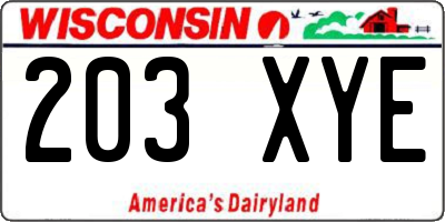 WI license plate 203XYE
