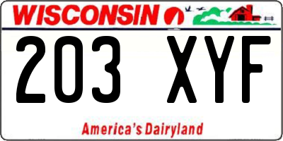 WI license plate 203XYF