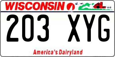 WI license plate 203XYG