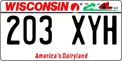 WI license plate 203XYH