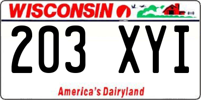 WI license plate 203XYI
