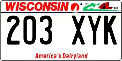 WI license plate 203XYK