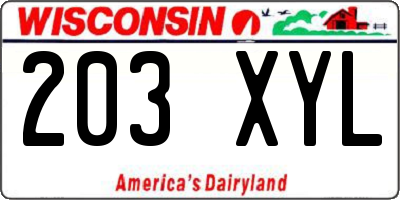 WI license plate 203XYL