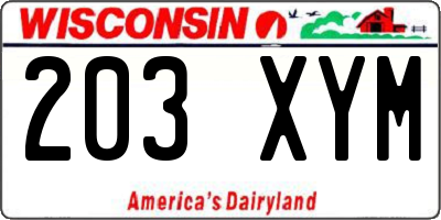 WI license plate 203XYM