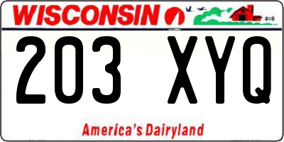 WI license plate 203XYQ