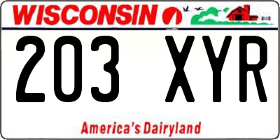 WI license plate 203XYR