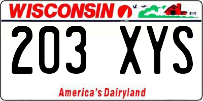 WI license plate 203XYS