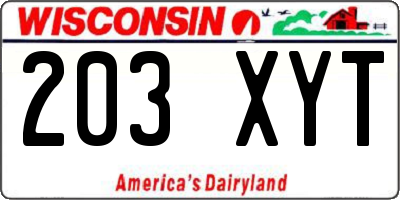 WI license plate 203XYT