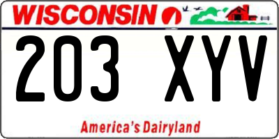 WI license plate 203XYV