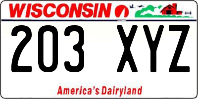 WI license plate 203XYZ