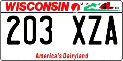 WI license plate 203XZA