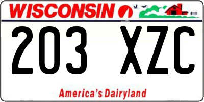 WI license plate 203XZC