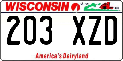 WI license plate 203XZD